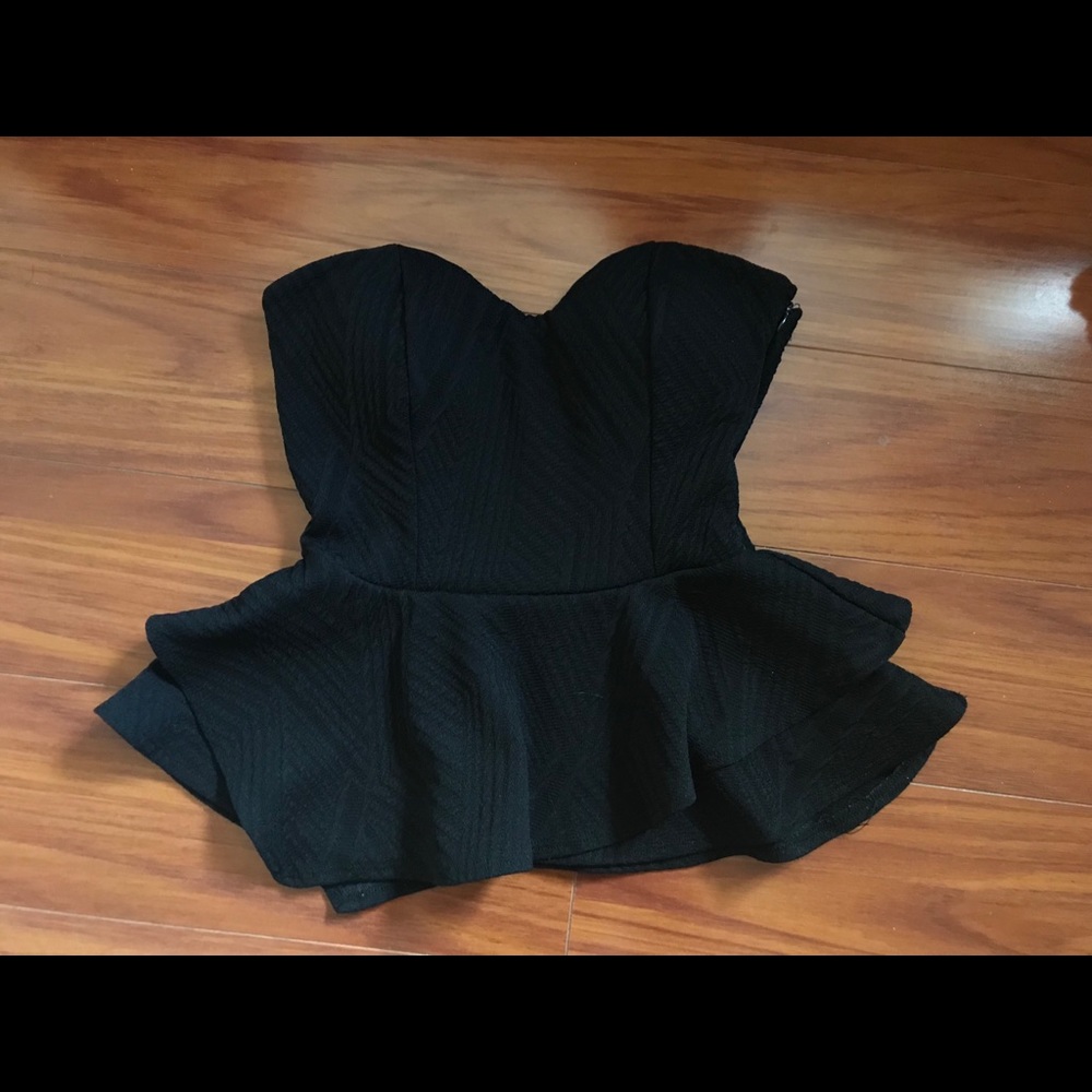 Arden B strapless peplum top